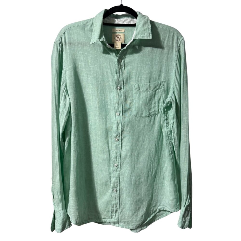 Panama Jack Light Green Linen Button-Down Shirt – Men’s Size M – Excellent